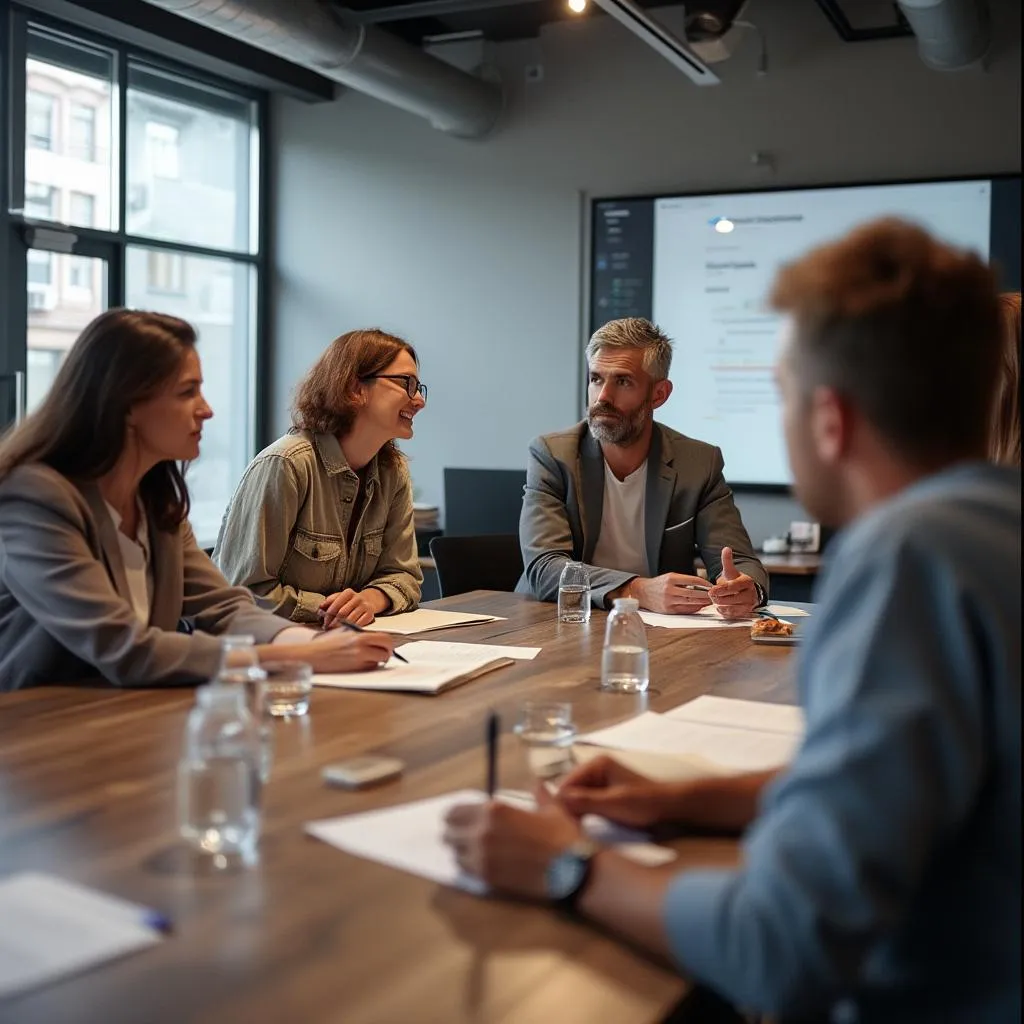 Équipe de coaching en séance de brainstorming